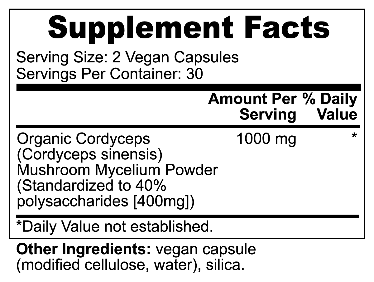 Organic Cordyceps Mushroom Capsules Lab Verified