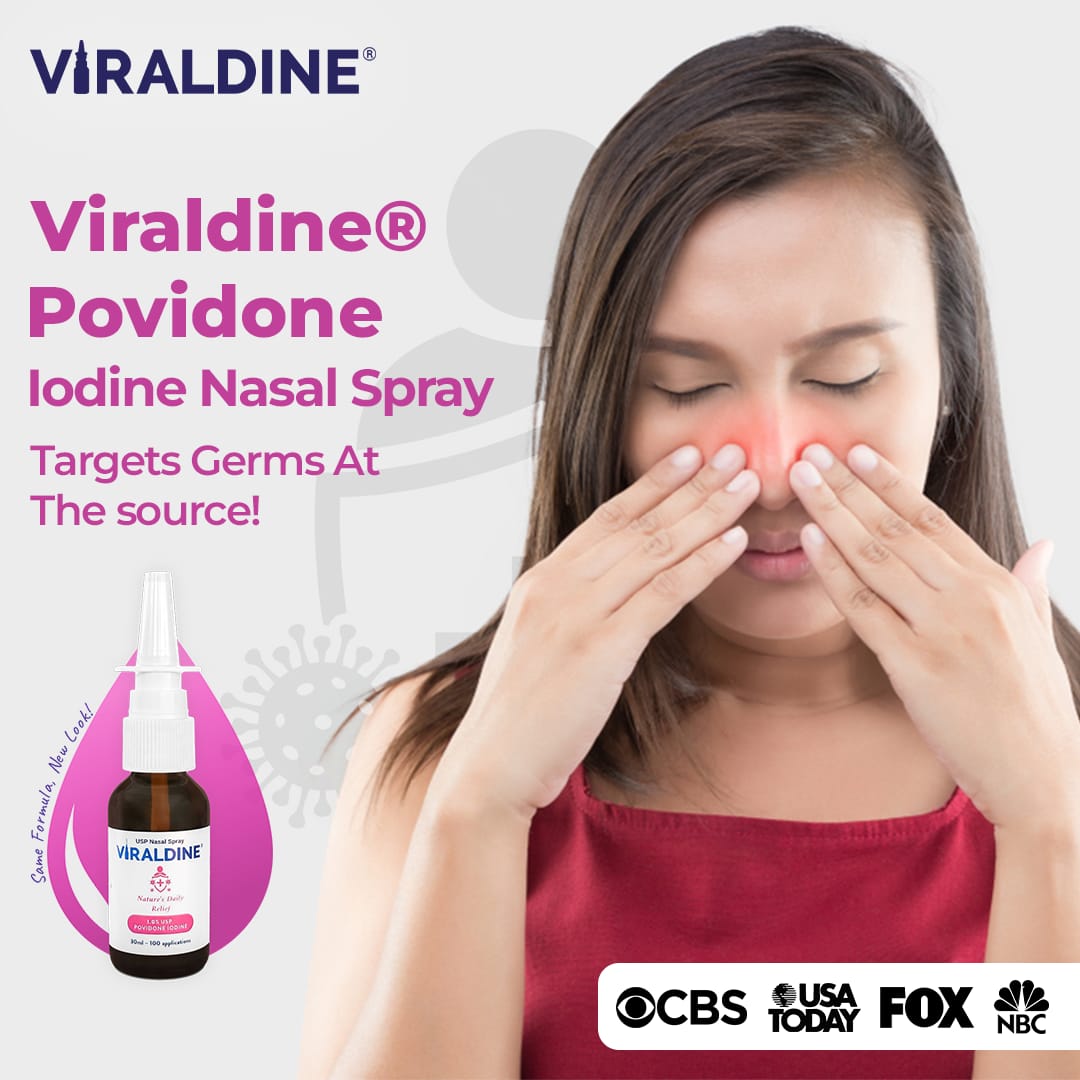 Viraldine Povidone - Iodine Nasal Spray - Targets Germs At The Source!