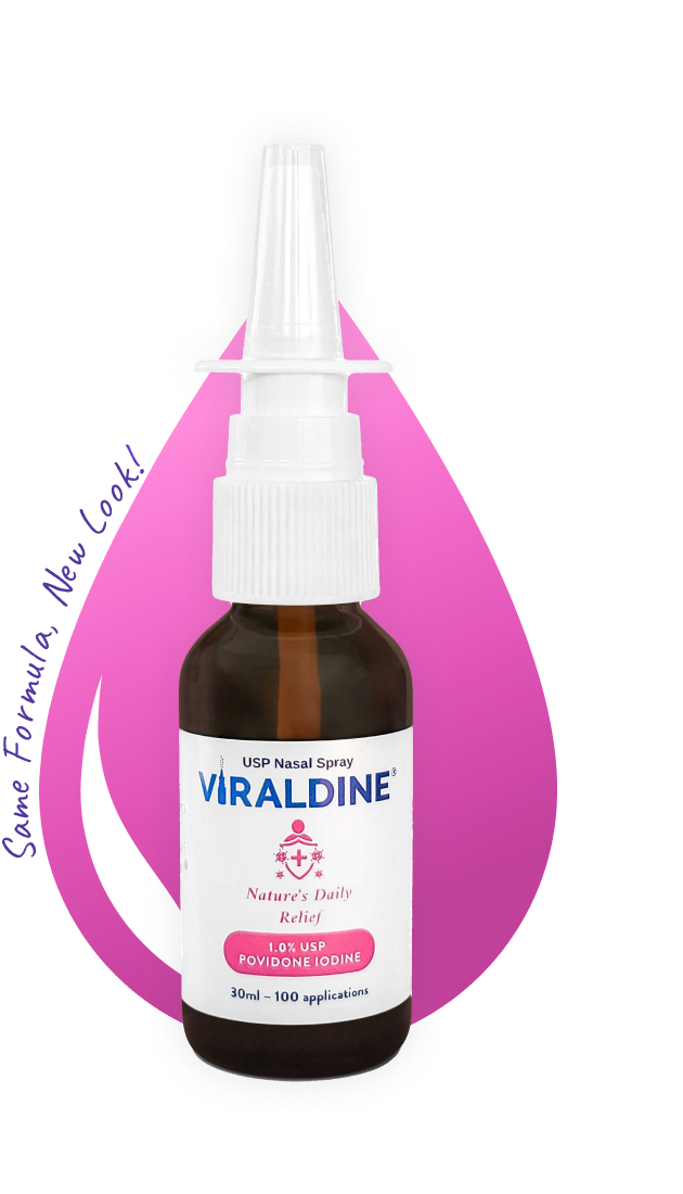 Viraldine 1% Povidone-Iodine Nasal Spray Daily Relief Formula 100 Applications