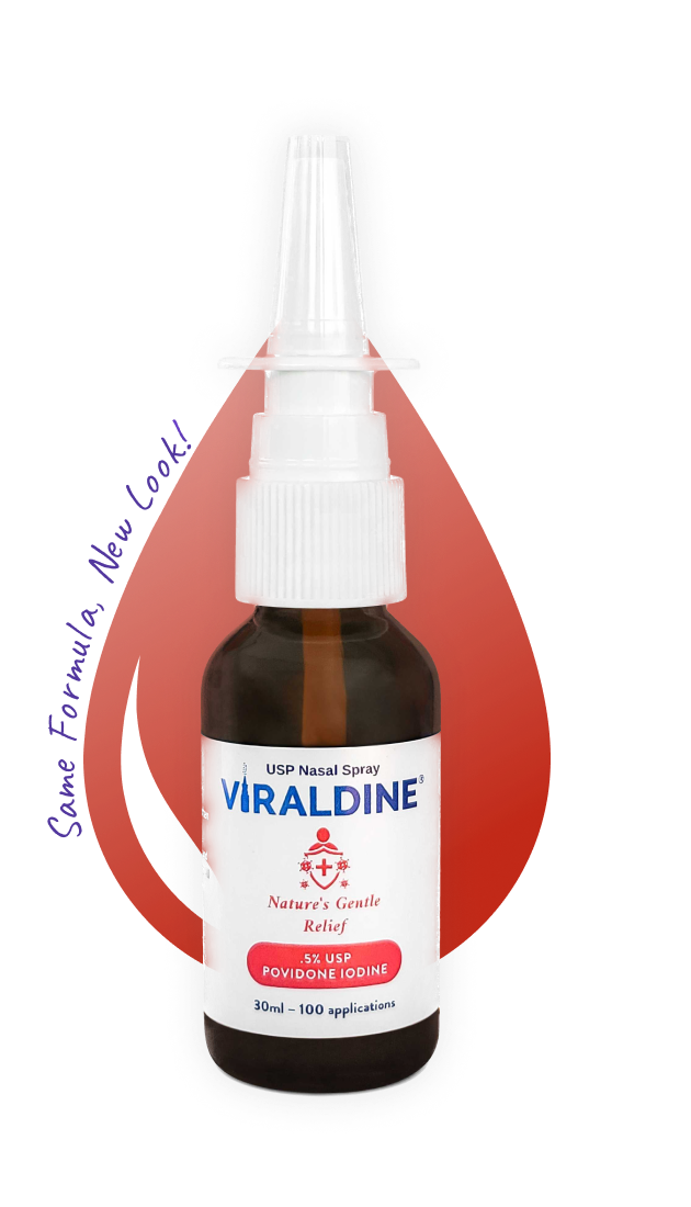 Viraldine .5% Povidone-Iodine Nasal Spray Gentle Relief Formula 100 Applications