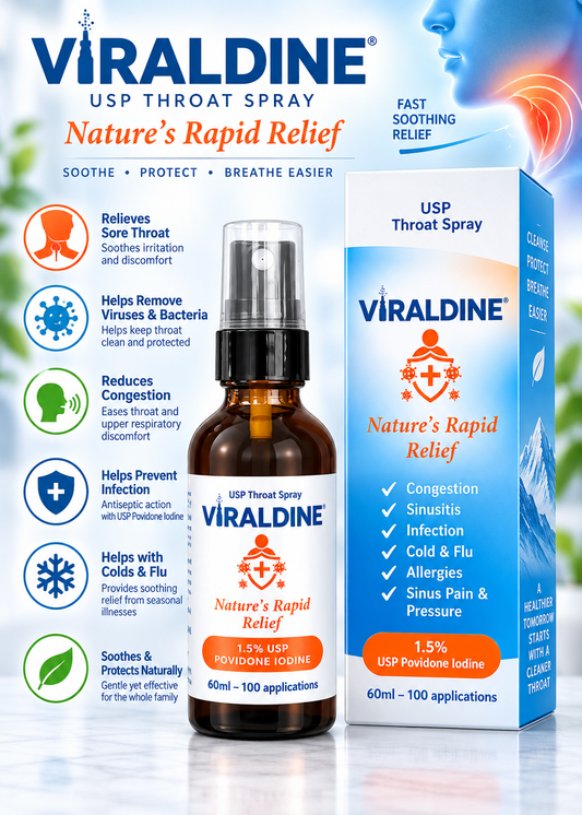 Viraldine 1.5% Antiviral Povidone Iodine Throat Spray