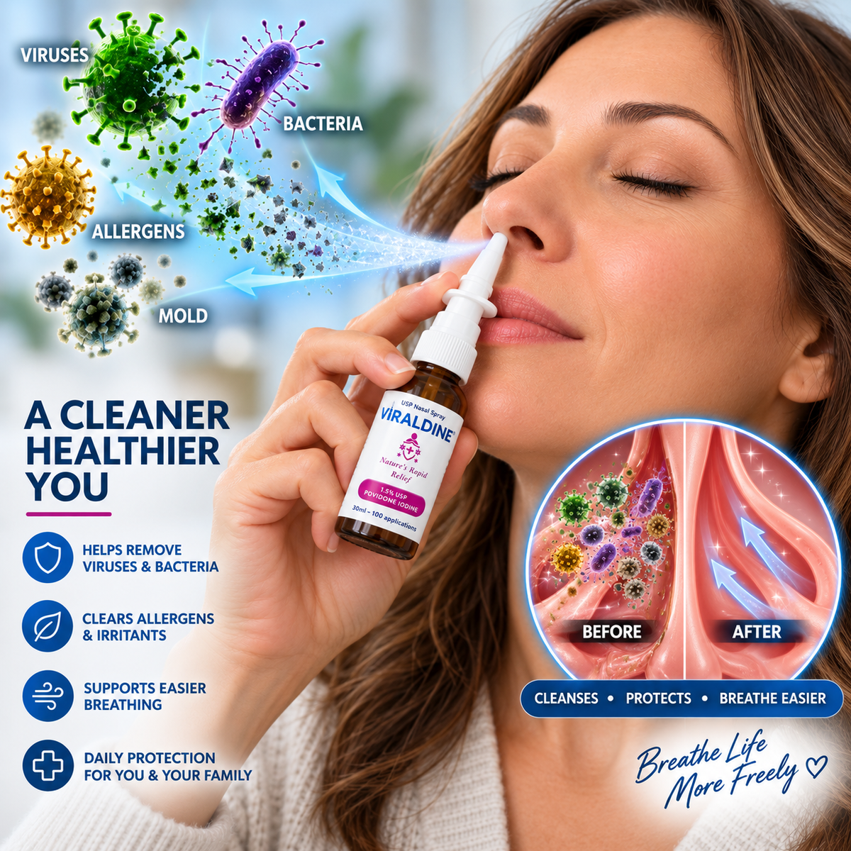 Viraldine 1.5% Antiviral Povidone Iodine Nasal Spray