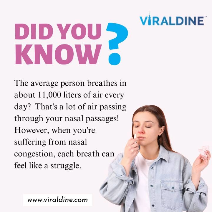 DID YOU KNOW?
The average person breathes in
about 11,000 liters of air every
day? That's a lot of air passing
through your nasal passages!
However, when you're
suffering from nasal ;
congestion, each breath can
feel like a struggle.