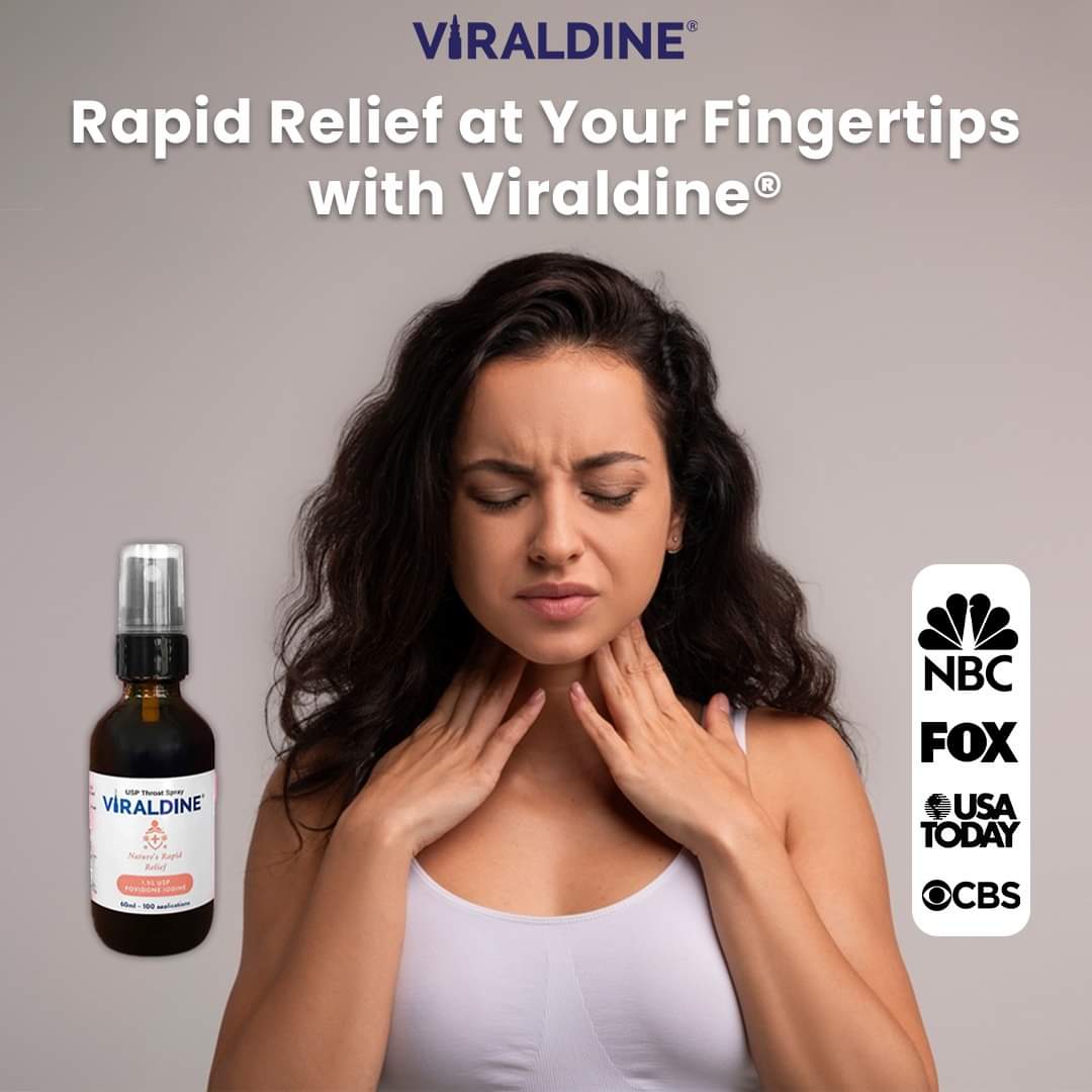 Viraldine 1.5% Povidone-Iodine Throat Spray Rapid Relief Formula  100 Applications