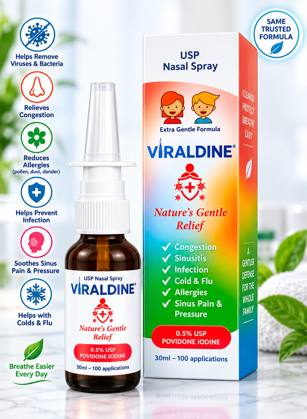 Viraldine .5% Antiviral Povidone Iodine Nasal Spray