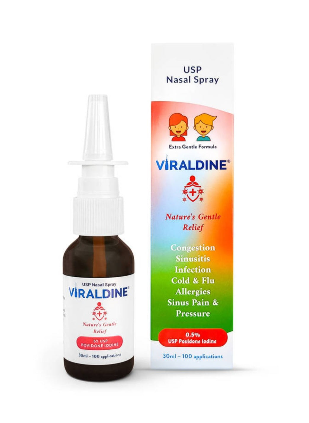 .5 % Povidone Iodine Nasal Spray Gentle Relief Formula 100 Applications