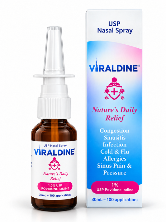 Viraldine 1% Povidone Iodine Nasal Spray Allery Relief