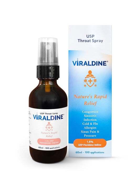 Viraldine 1.5% Antiviral Povidone-Iodine Throat Spray - With No Harmful Microplastics
