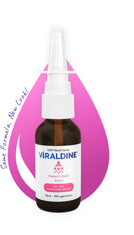 Viraldine 1% Povidone-Iodine Nasal Spray Daily Relief Formula 100 Applications