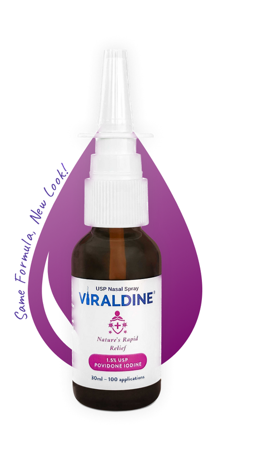 Viraldine 1.5 % Povidone-Iodine Nasal Spray Rapid Relief Formula 100 Applications